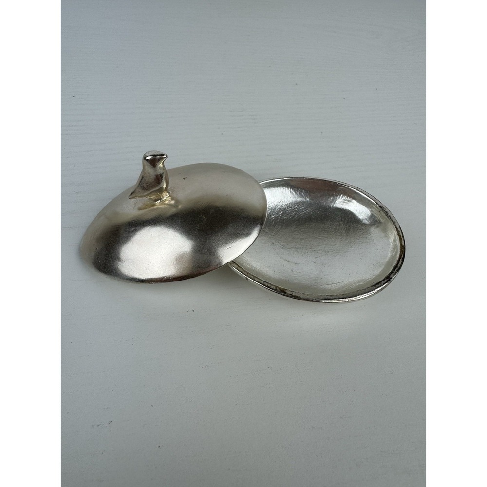 DEMDACO Wishnest Bird Egg Nest Trinket Box Hand Sculpted Mothers Day Gift Silver